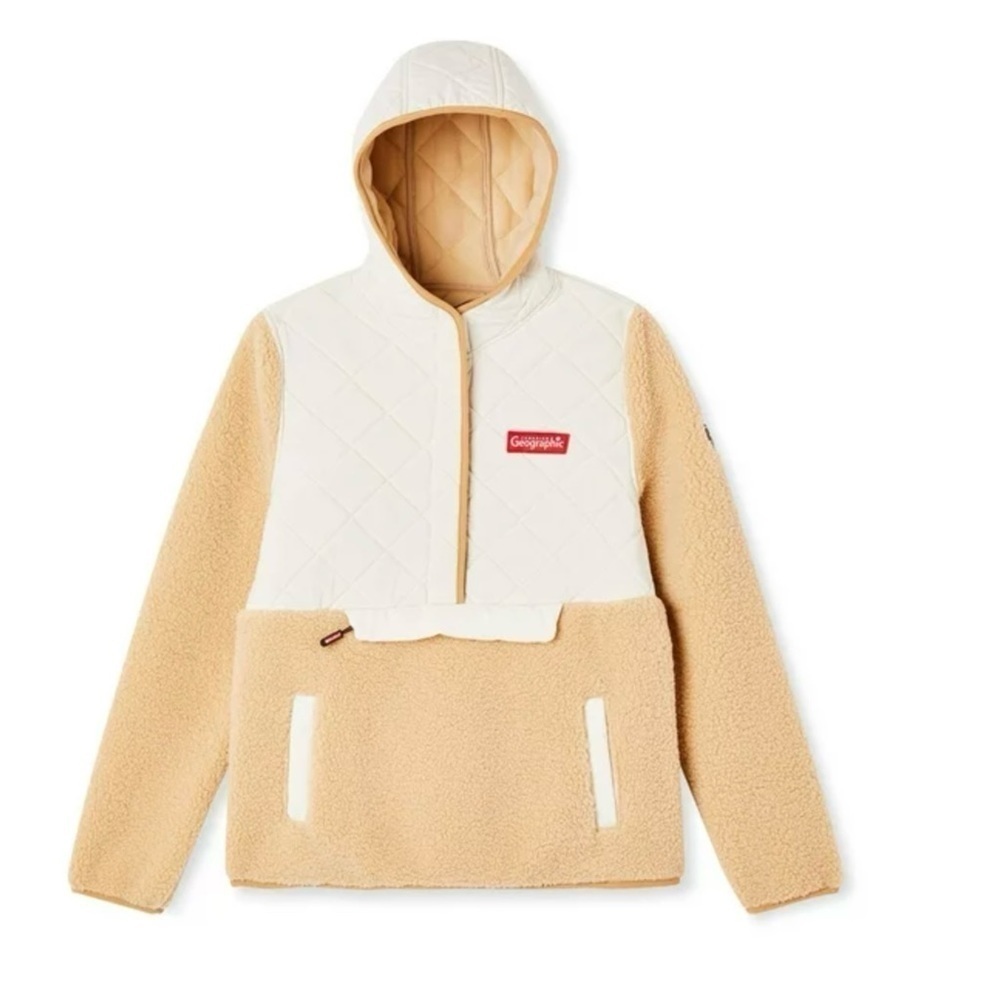 Canadiana x RCGS Women's Sherpa Popover Hoodie Jacket Shearling teddy quilted M - Picture 12 of 12